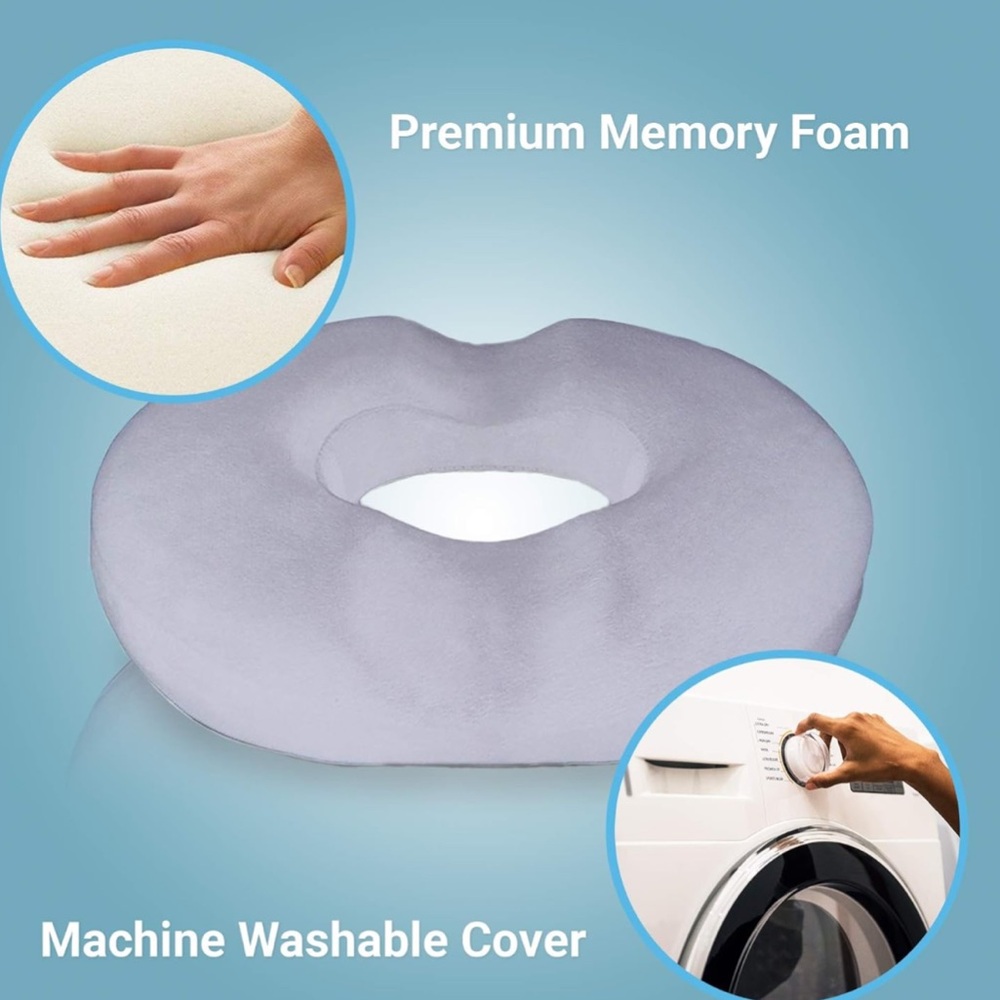 Comfortable Memory Foam Donut Cushion - Light Gray